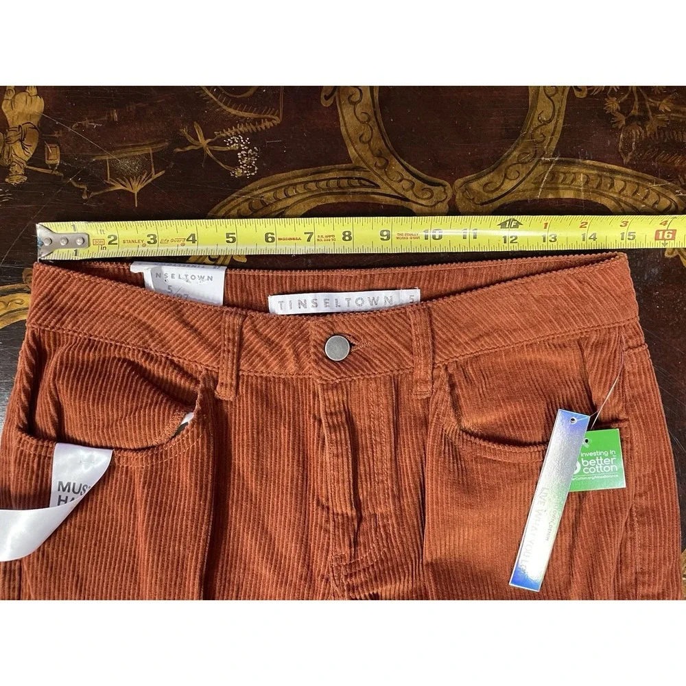 NWT Tinseltown Brown Corduroy Wide‎ Leg Cargo Pant Y2K Grunge Skater Rave 5 / 27